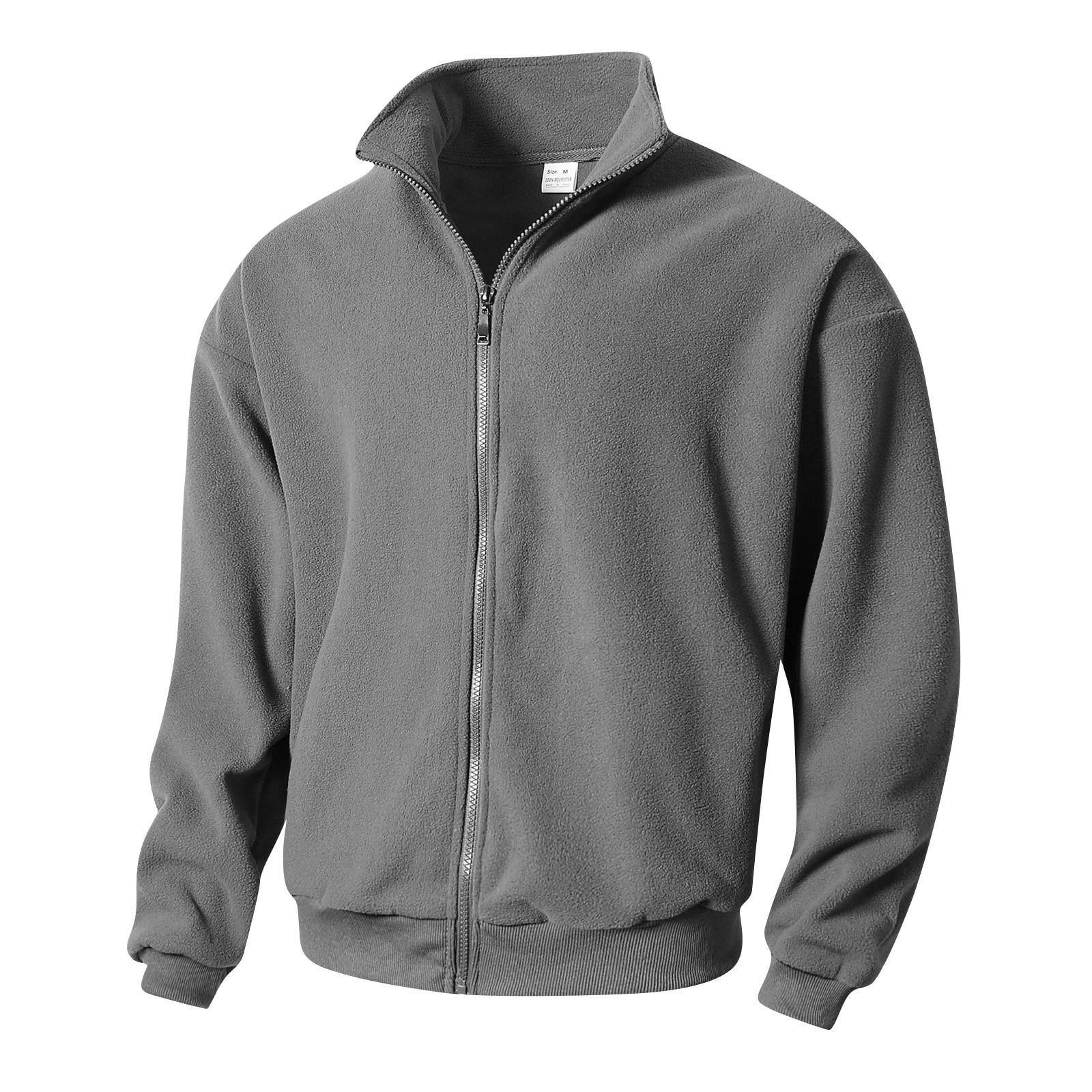

Men s Solid-color Casual Fleece Fleece Hoodie, Men s Sports Long-sleeved Zipper Cardigan Stand-up Collar Jacket XL