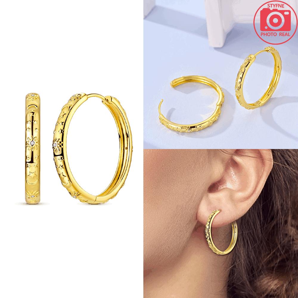 

New Gold Shining U Earring Gold Sun Moon Butterfly Heart Earrings 925 Silver Valentine s Day Gift Women Jewelry