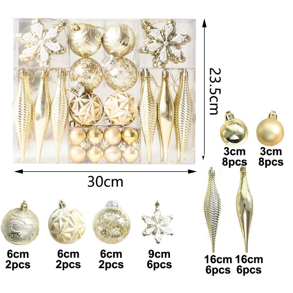 40PCS Shatterproof Assorted Christmas Ball Ornaments Set Colored Plastic Decorative Baubles Decorations Snowflake