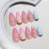 Almond Shape Short Press on Nails With Sea Star Pattern Short Sweet Stick on Nails for Stage Performance Wear