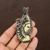 Natural Tribal Bone Face Cameo Handmade Copper Wire Wrap Pendant 3.15" n6C21
