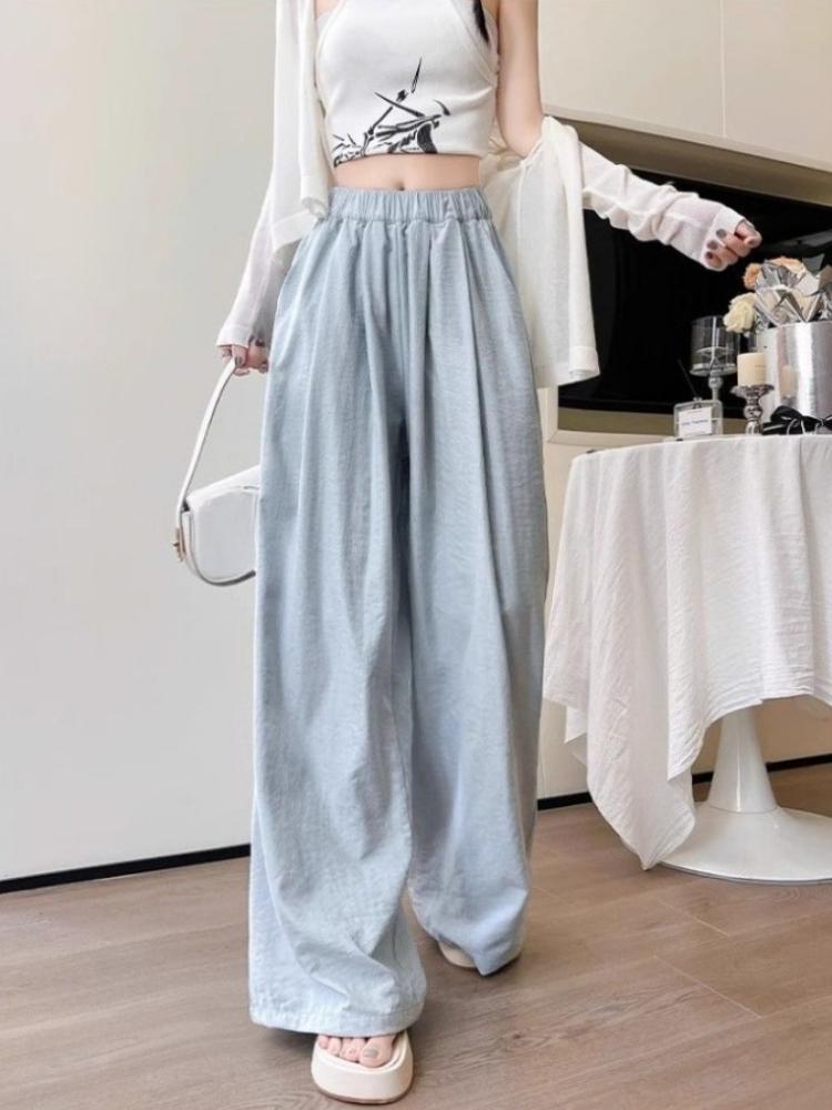 Spring and Autumn New Lazy Wind Draping Leisure Texture Sense of Thin Wide-legged Trousers Milk Fu Yamamoto Trousers Female Thin Section