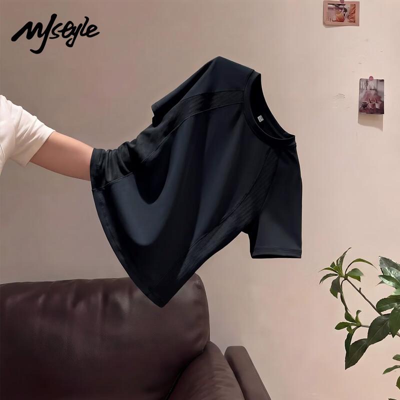Женская футболка для бега MJ STYLE с защитой UPF50+, охлаждающая, быстросохнущая S чёрный