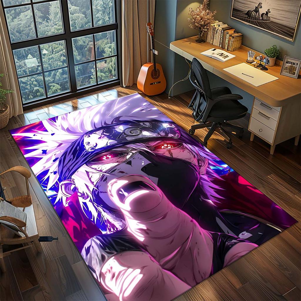 Tappeto Anime Naruto Tappeto Tappeto Grande Area Tappetino Pavimento Antiscivolo Lavabile Stanza Gamer Camera da Letto Decorazione Casa -QJY
