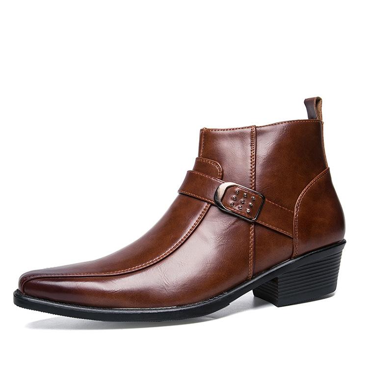 Neue Herren Retro Cowboystiefel Lederschuhe Chelsea Boots Spitze Reißverschluss Männliche Stiefeletten Herbst Winter Mode Westernstil