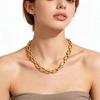Chunky Gold Plated Link Necklace For Women, Stainless Steel Oval Thick Chain Choker Minimalist Jewelry Trendy Party Jewelry Gift