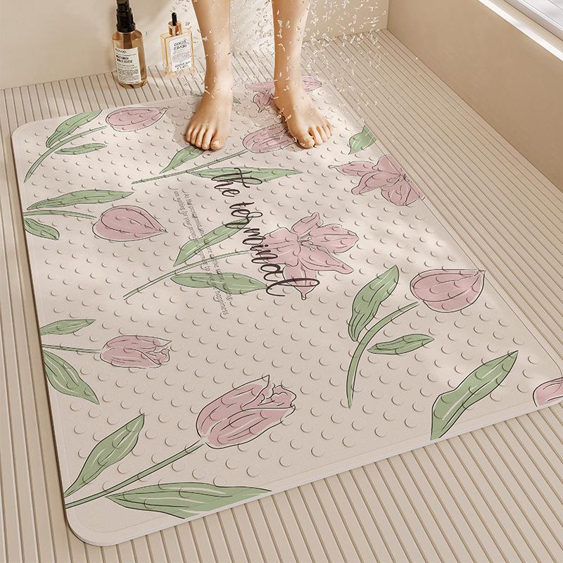 Fresh Flower Non-Slip With Suction Cup Floor Mat Children The Elderly Pregnant Women Bathroom Bath Anti-Drop Mat Household