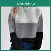 Yyfs Fashion Womens Casual Fall Winter Colour Block Print Long Sleeve Oneck Sweaters