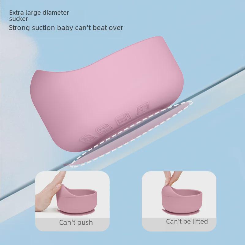 Silikon Saugbecher Baby Fütterset: Schneckenschale, Löffel & Gabel mit Holzgriffen, Leicht zu reinigen.