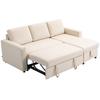 Divano angolare modulare convertibile con chaise longue reversibile, contenitore e 3 cuscini schienale, color crema