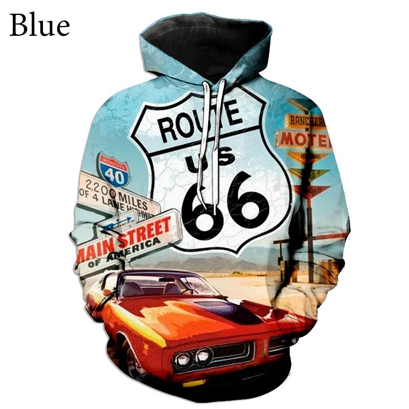 Route 66 Sudadera con capucha impresa en 3D para hombres Casual Hip Hop  Hooded Pullover Top comprar a buen precio — entrega gratuita, reseñas  reales con fotos — Joom