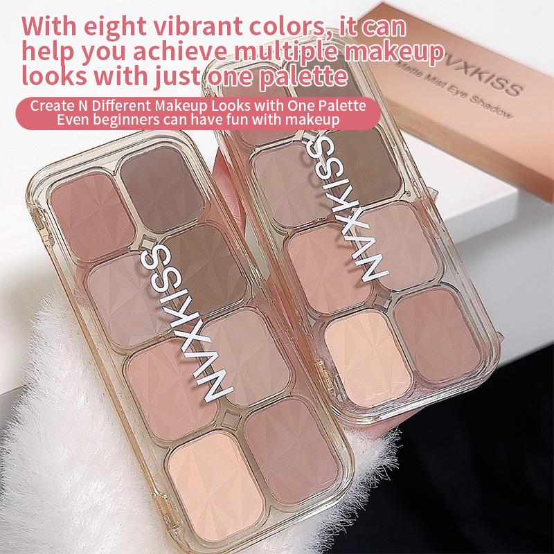 8-Color Earth Tone Eyeshadow Palette: Matte, Warm, Nude Shades for Daily Looks, Smooth Adherence to Skin