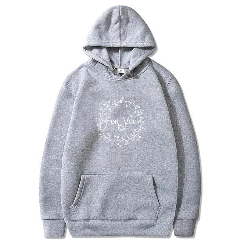 Autumn Fleece Finger Heart Solid Color Drawstring Pockets Korean Fashion Long Sleeve Hooded Loose Hoodie Sweatshirts Top