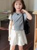 Girls' Ice Silk Ruffle Bow Top - Korean Style Short Sleeve Summer Fashion