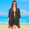 Women's Fashion Beach Solid Color Loose Beach Dress Patchwork Hollow Cover Up