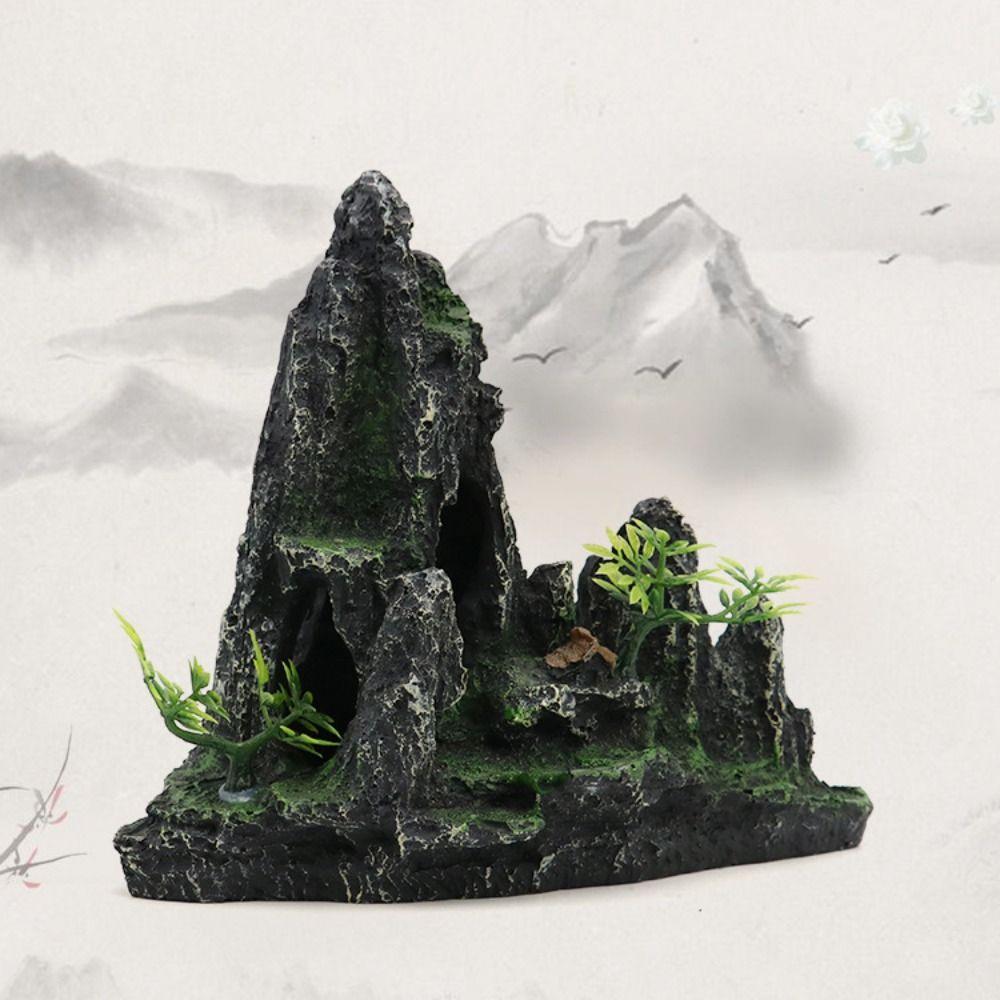 Resin Aquarium Rockery Mountain Decoration Artificial Mountain Stone Statue  Living Room