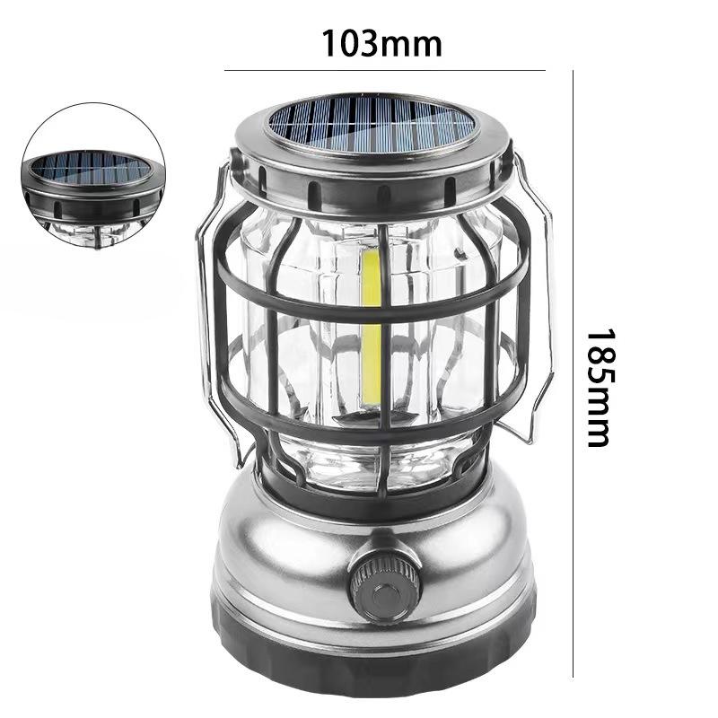 New Dual Light Source Retro Portable Horse Lantern Cross-border Led Solar Outdoor Camping Light USB Charging Emergency Light