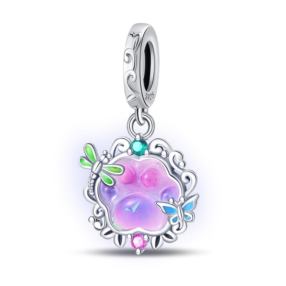 925 Silver Pink Doll Princess Pink Square Box Charm Pendant Beads Fit Charm Bracelet Women Jewelry Making