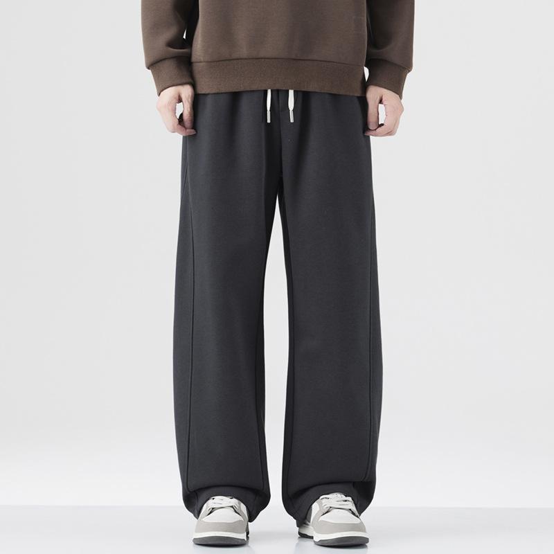 Japanese retro trendy brand elastic waist splicing sweatpants men's spring new loose wide-leg drape casual pants