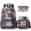 3Pcs/set Cartoon Printed Backpack Teenager Student Boy Girl Schoolbag Larger Capacity Bagpack Travel Bag Kid Gift Mochila