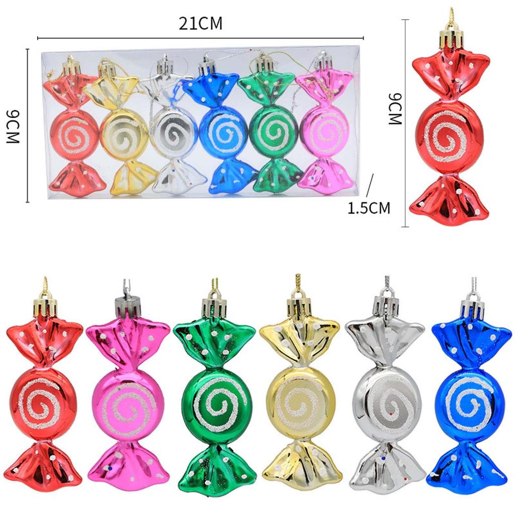 6 stk Juleanheng Galvanisering Godteri Xmas Ball Juletrepynt nyttår Noel Home Decor