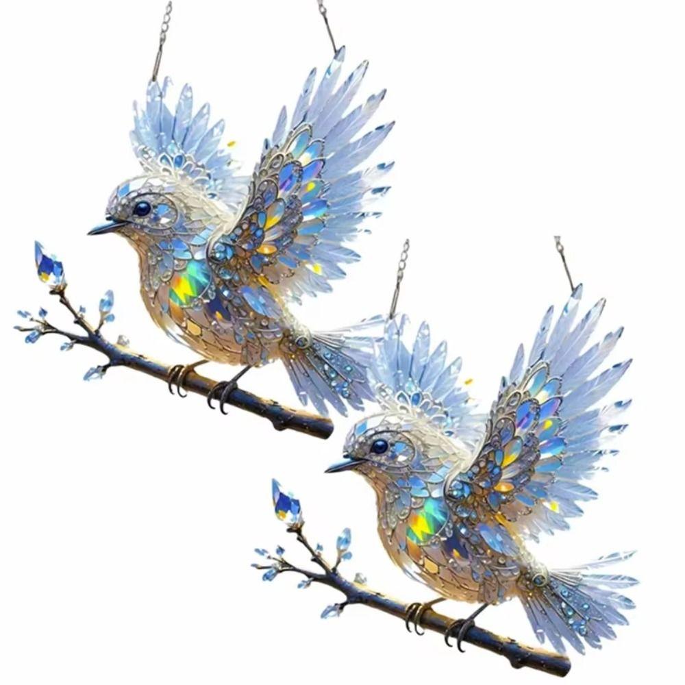 2D Flat Bird Hangings Pendant Sky Stained Art Ornaments Window Hanging Bird Acrylic Home Decoration Bluebirds Suncatchers