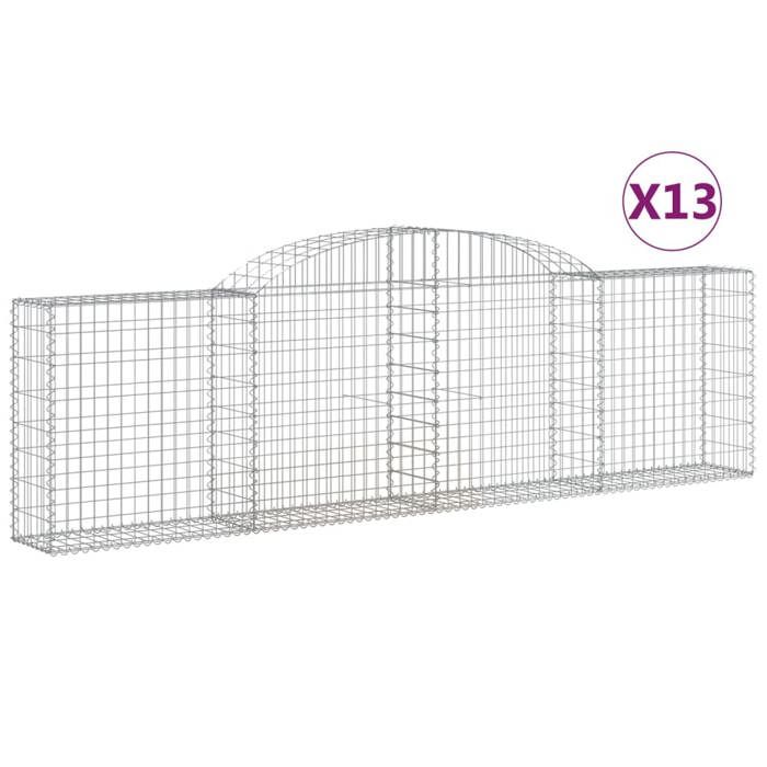 VidaXL Arched Gabion Baskets 13 Pcs 300x30x80/100 Cm Galvanized Iron, Gabion, Gabion Cage, Gabion Wall Basket, Wall 3146514