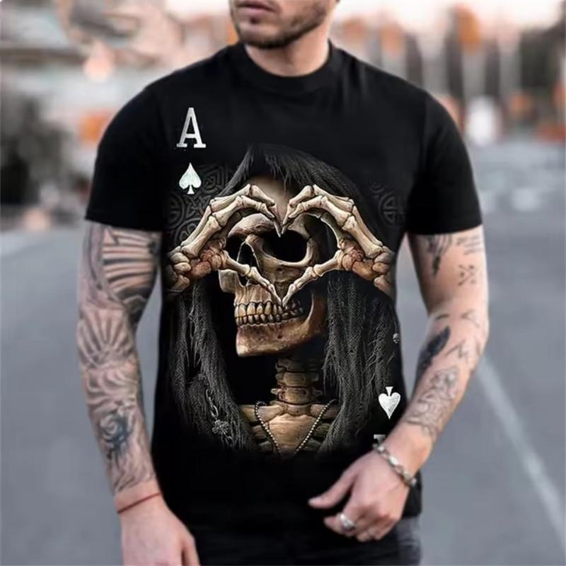 Men's 3D Printed T-Shirt Fashion  Style O-Neck Short-Sleeved Tops Skull Pattern Men's T-Shirt Oversized Tee Men's Clothing