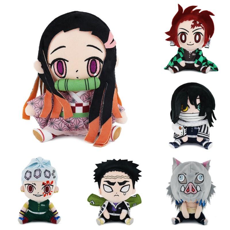 17cm Demon Slayer Xmas Gifts Plush Toys Set Nezuko Tanjiro Giyuu Inosuke Zenitsu