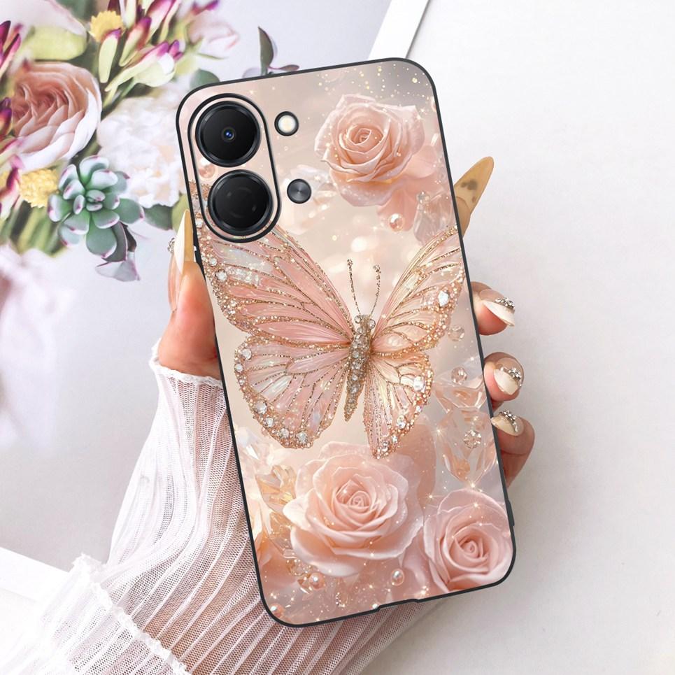 Flower Butterfly Luxury Girly Fashion Casing For Tecno Spark GO 3 GO3 KN3 Phone Case Soft Slim Matte Silicone TPU Back Cover