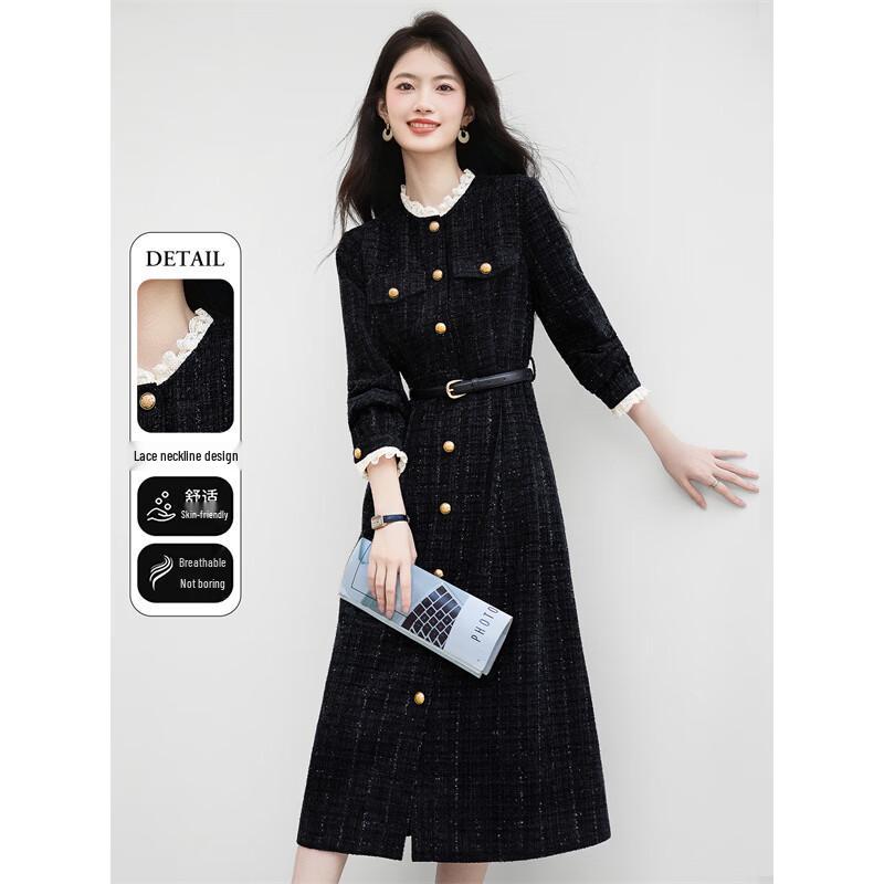 

Платье-рубашка А-силуэта в стиле Хепберн для通勤 XL