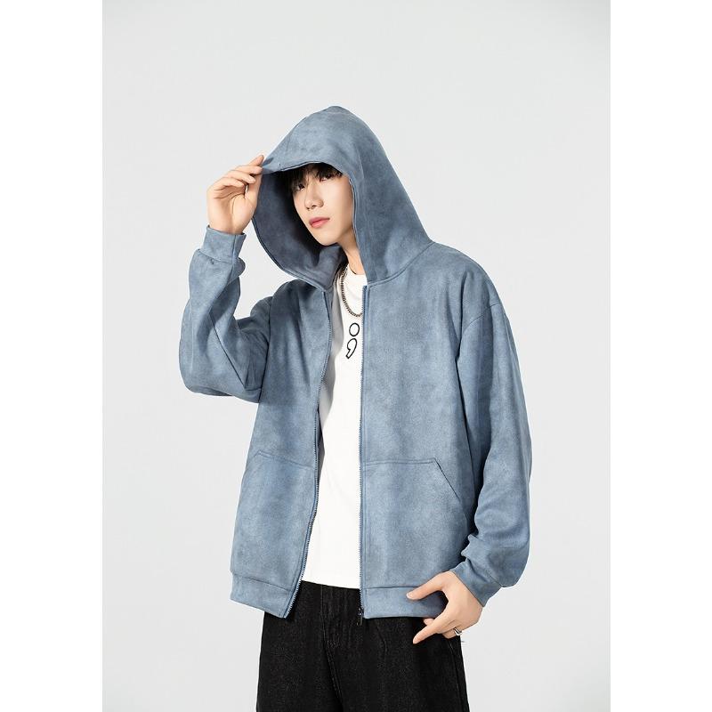 

Американский винтажный свитер мужской с капюшоном весна-осень свободный подростковый студенческий кардиган верхняя куртка 4XL синий