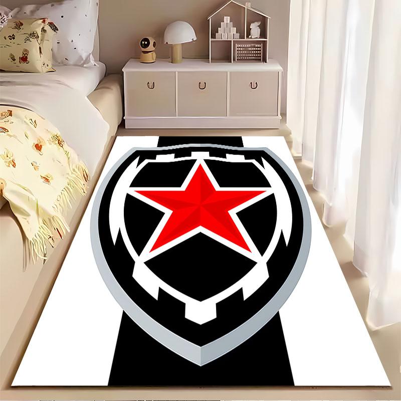 Red Star Shield Pattern Rug Suitable As a Non-slip Mat for the Living Room or Bedroom Sofa