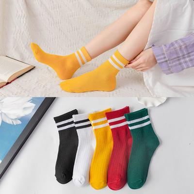 10 Pares de Meias Tubo Femininas de Outono e Inverno para Esportes de Barras Paralelas, Estilo Faculdade, Absorção de Suor, Respiráveis