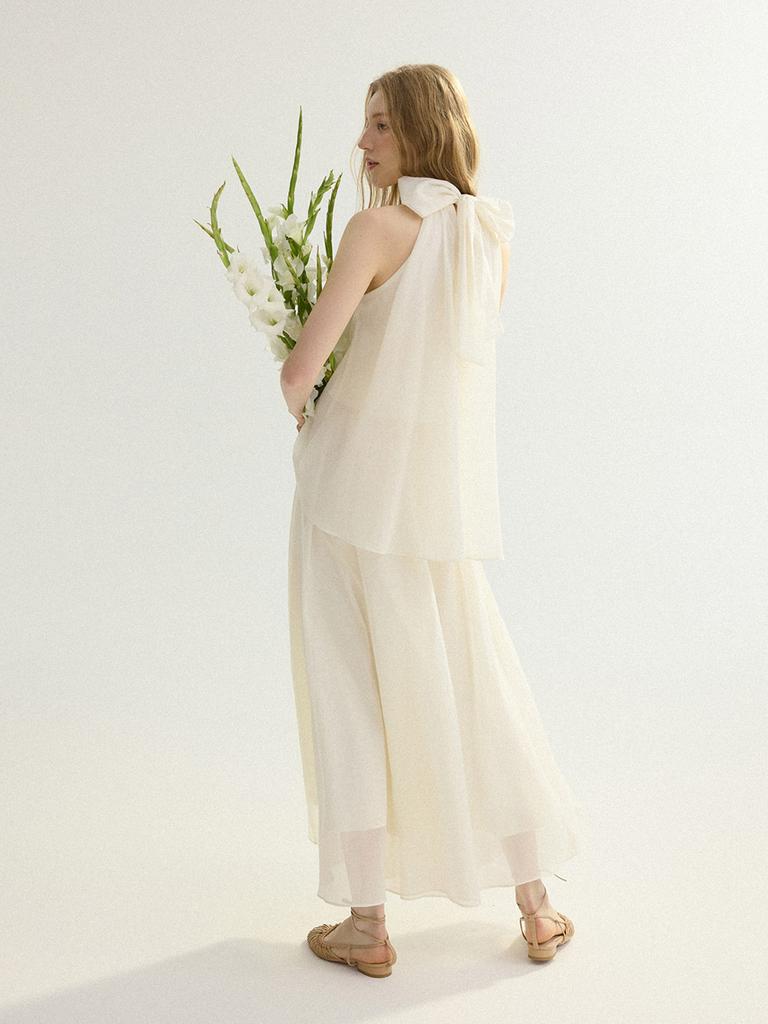 Sinseuden Ivory Flare Long Skirt