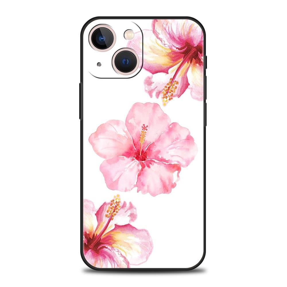 Phone Case For iPhone 17 16e 15 14 13 12 11 Pro Max SE 7 8 Plus Shell iPhone 16 Soft TPU Cover Ink Wash Painting Flower
