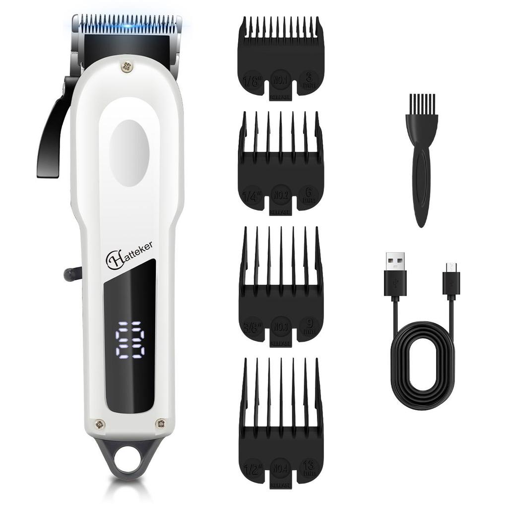 Hatteker Professional Hair Clipper Intelligent Digital Display Beard Trimmer Cordless USB Rechargeable Hair Clipper Kit Barber for Man