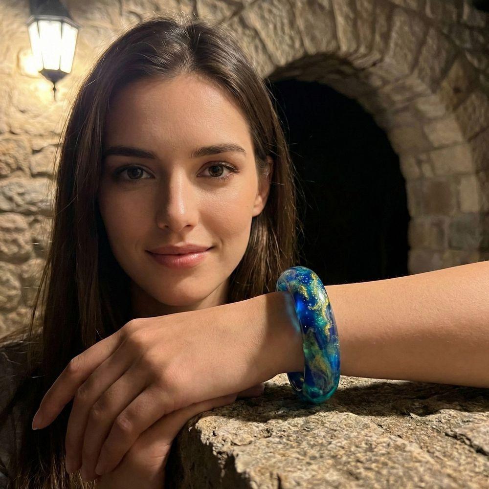 Colorful Smudge Chunky Bracelet Unique Night Glow Effect Bangle Women Jewelry