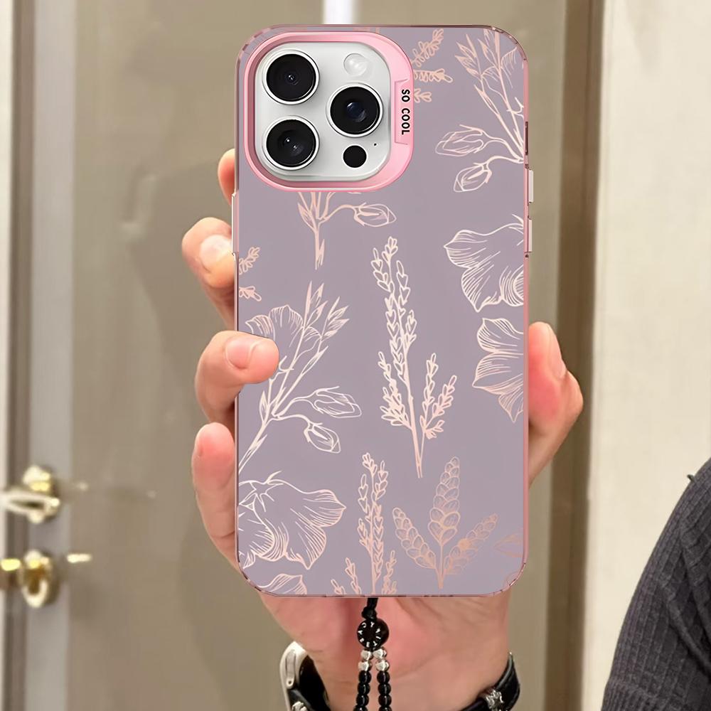 

Beautiful Rose gold Phone Case For iPhone 16 15 14 13 12 11 Pro Max X XR XSMAX Matte Shockproof Back Cover iPhone 14