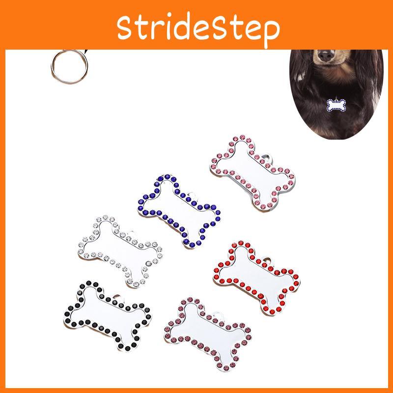 Versatile Pet Jewelry Bone Shaped Dog Tag With Sparkling Crystal Border