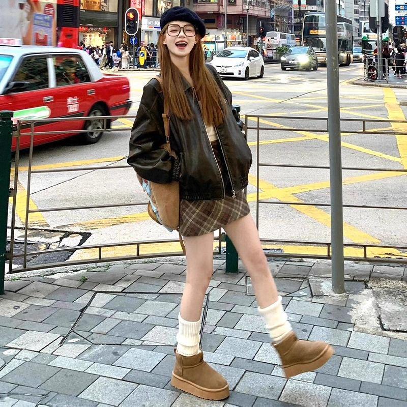 Women's Retro Wool Plaid A-line Skirt - High Waist, Slimming, Anti-exposure, Hip-hugging, Short Korean Style for Autumn/Winter