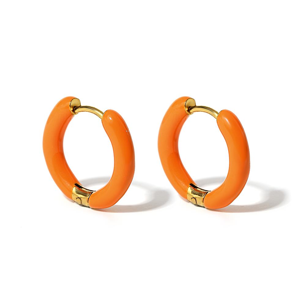 Bunte Neon-Emaille Huggie Creolen Ohrringe Edelstahl Schmuck für Frauen Dopamin Kleiner Ohr-Cuff Piercing Auffälliger Schmuck