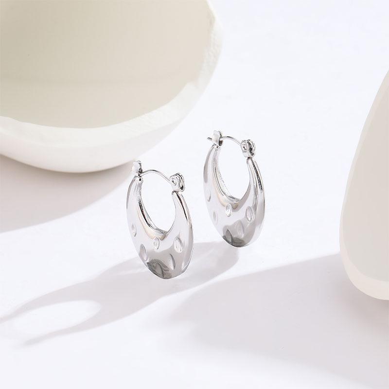 Elegant Titanium Steel Gold-Plated Earrings: Trendy, High-End Design with a Chic, Modern Style.