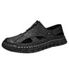 Fashion Leather Sandals Man Casual Loafers Luxury Design Slip on Male Dress Sandals Leisure Style Big Size Outdoor Wear-resistant Sole