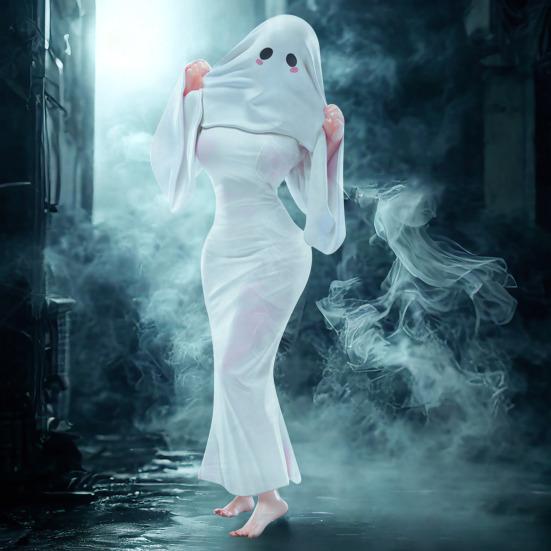 Figurka Dama Duch PVC Przebieranka Duch Anime Dziewczyna Figurka Statua Halloween Upiorna Cosplay Duch Dziewczyna Dekoracja Ozdoba na Biurko Domowe Biurowe