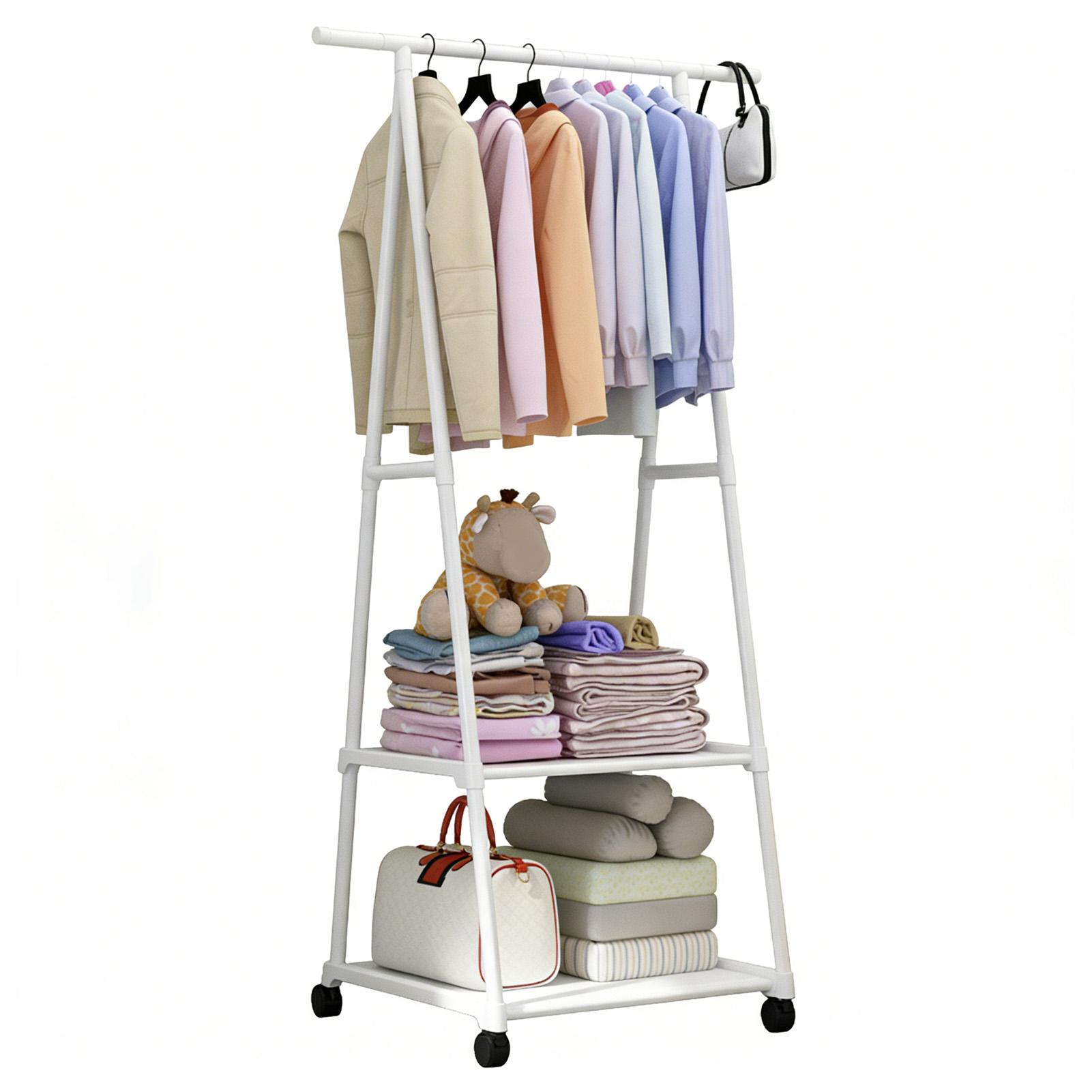 

Передвижная вешалка для одежды на колесиках, треугольная, устойчивая, из углеродистой стали, отдельно стоящая, для спальни, маленького пространства