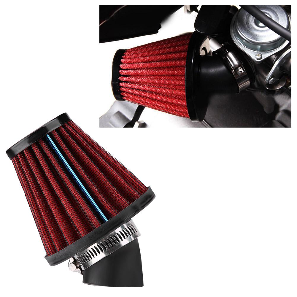 45 Degree Bend Motorcycle Air Intake Filter Cleaner Universal 35mm 1.4inch Red