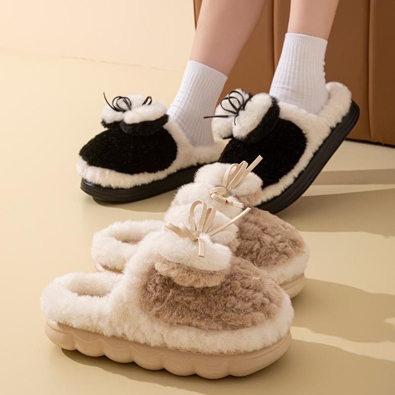 Casual Color Matching Cotton Shoes Autumn and Winter Indoor Home Warmth Comfortable Plush Household Cotton Slippers