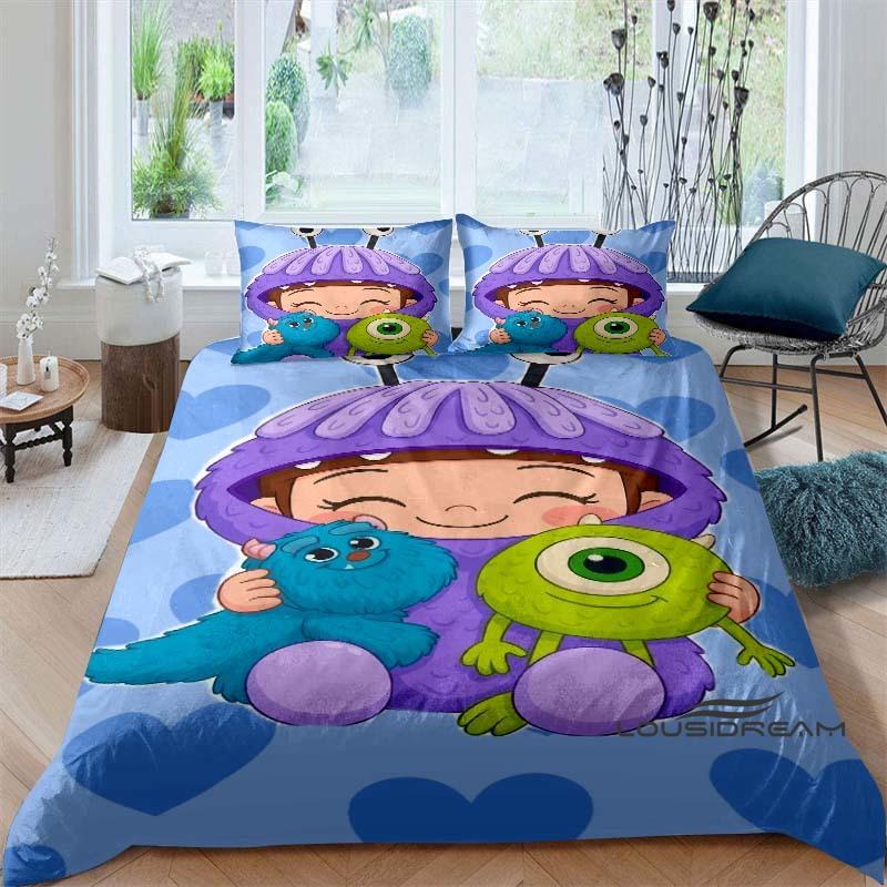 3-piece Monsters, Inc. Bedding Set, 3D Printed Cartoon Pattern Duvet Cover Set, Includes Pillowcases, Filling Not Included.
