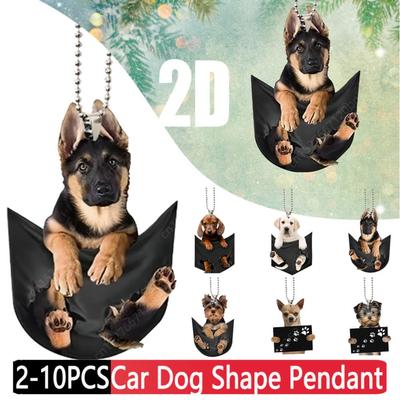 2/610 Pezzi Ciondolo Acrilico 2D per Auto Specchietto Retrovisore Ciondolo Cane Cucciolo Mini Carino Forma Cucciolo Ornamento Interno Giocattolo da Appendere per Auto Regalo